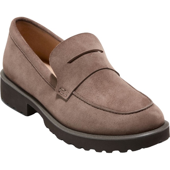 Cole Haan Other - Cole Haan Geneva Lug Sole Loafers Lava Brown Suede Platform Flats Women’s Size 8